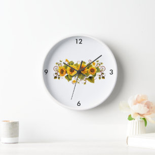 Reloj de pared de girasoles