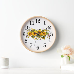 Reloj de pared de girasoles