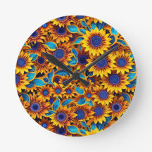 Reloj de pared de girasoles