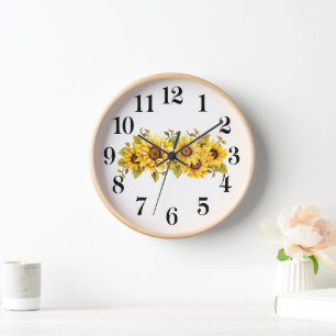 Reloj de pared de girasoles