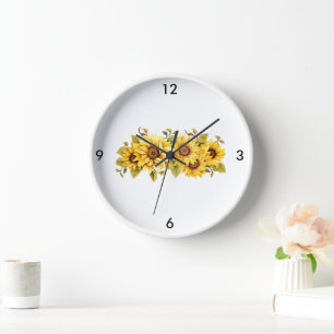 Reloj de pared de girasoles