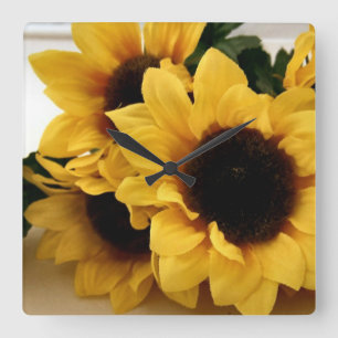 Reloj de pared de girasoles amarillos