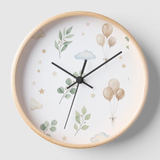 Reloj de pared de globos botánicos y dorados de eu