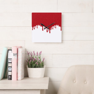 Reloj de pared de goteo rojo de tomate personaliza