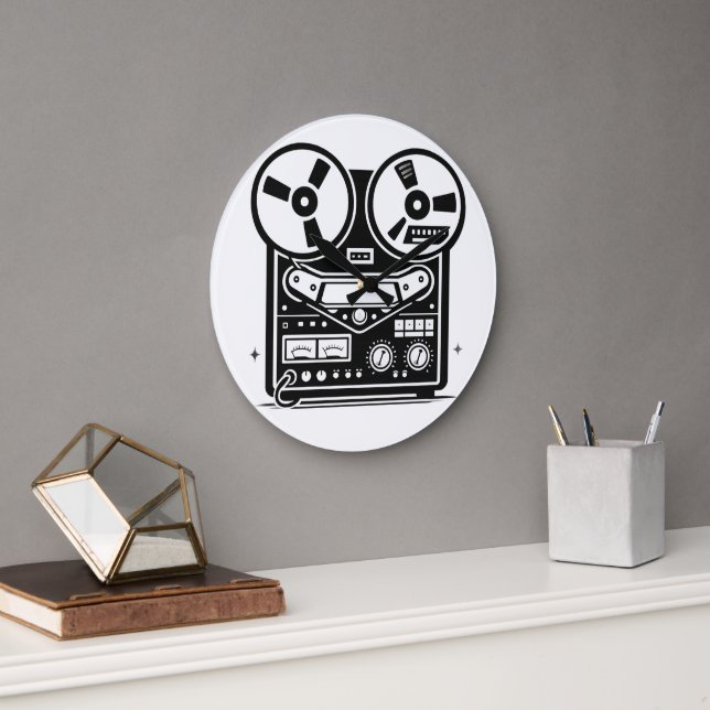 Reloj de pared de grabadora de cinta de carrete a  (Oficina)