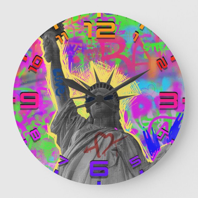 Reloj de pared de graffiti punk Liberty – Vibracio (Anverso)