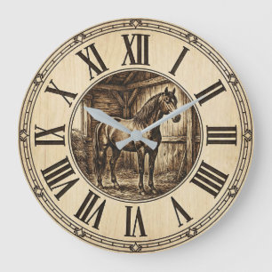 Reloj de pared de granero de caballo rústico   Dec