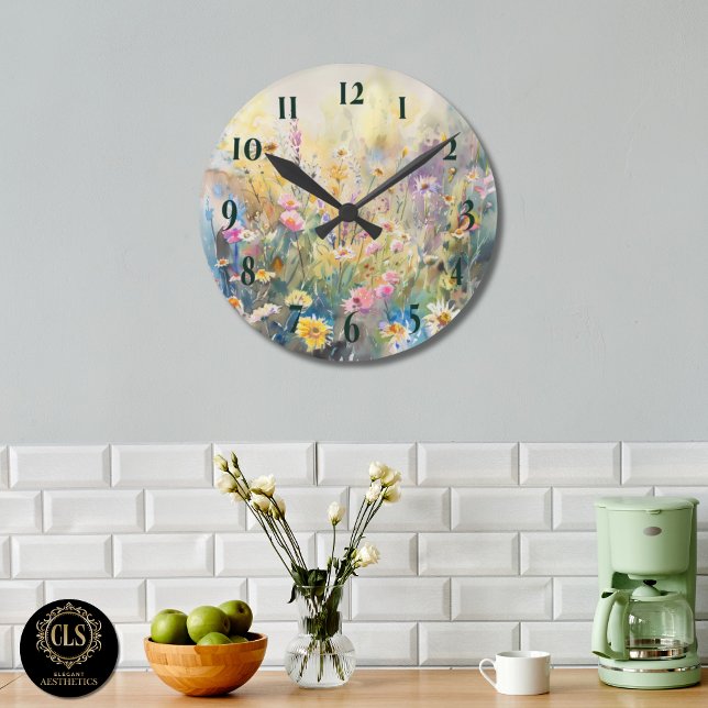 Reloj de pared de granja rústica de flores silvest (Subido por el creador)