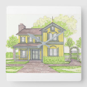 Reloj de pared de granjas amarillo