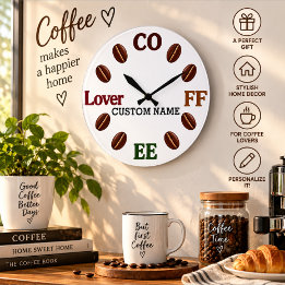 Reloj de pared de grano de café personalizado rega