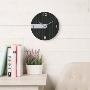 Reloj de pared de grano de madera de carbón minima