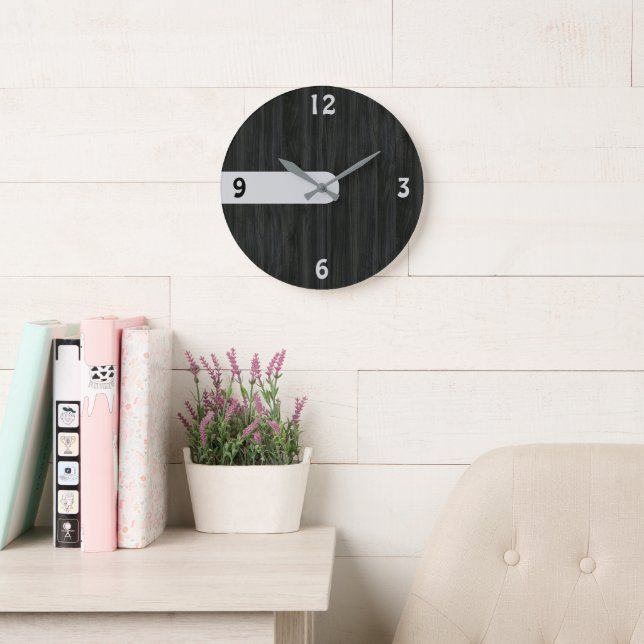 Reloj de pared de grano de madera de carbón minima (Sala de lectura)