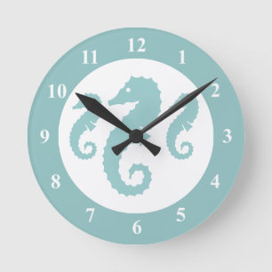 Reloj de pared de guardería con caballitos de mar 