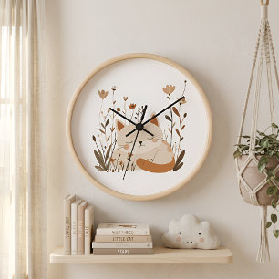 Reloj de pared de guardería floral gatito lindo du