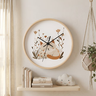 Reloj de pared de guardería floral gatito lindo du