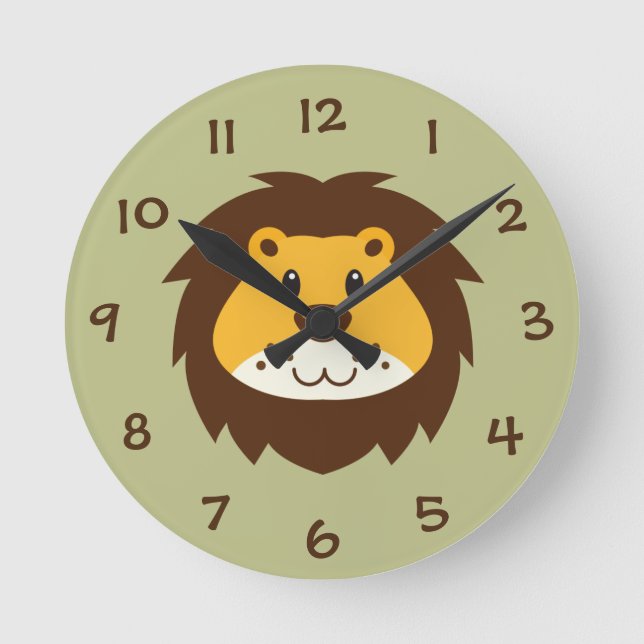 Reloj de pared de guardería para leones de Safari  (Anverso)