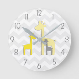 Reloj de pared de guarnición de yeso gris amarillo