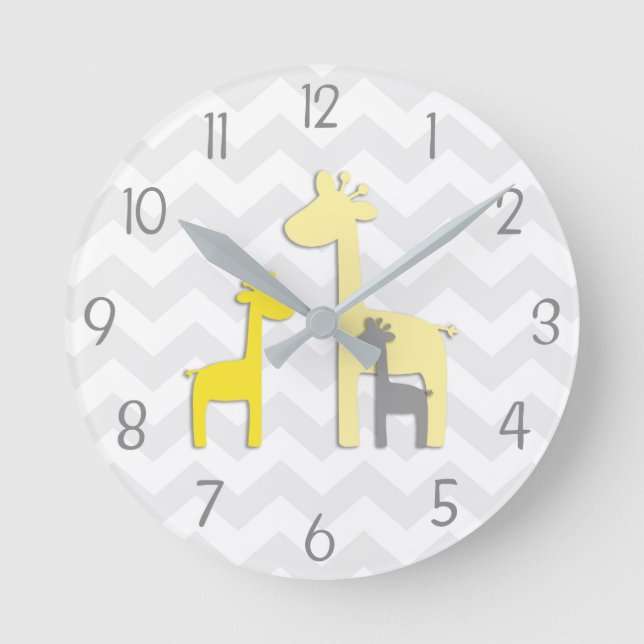 Reloj de pared de guarnición de yeso gris amarillo (Anverso)