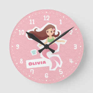 Reloj de pared de habitación con patrón de ola ros