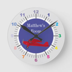 Reloj de pared de habitación infantil Avión