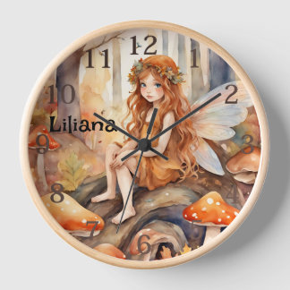Reloj de pared de hadas de otoño personalizado