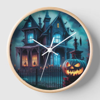 Reloj de pared de Halloween con calabaza