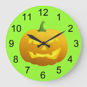Reloj de pared de Halloween con calabaza enojada