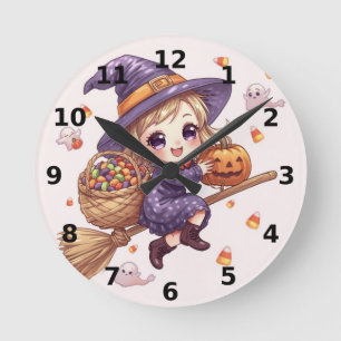 Reloj de pared de Halloween de bruja rubia