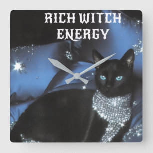 Reloj de pared de Halloween de gato negro con ener