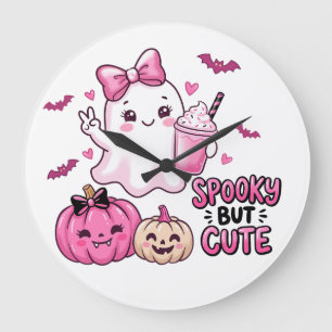 Reloj de pared de Halloween fantasma rosa espeluzn