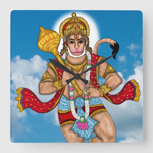 Reloj de pared de Hanuman volador (Anverso)