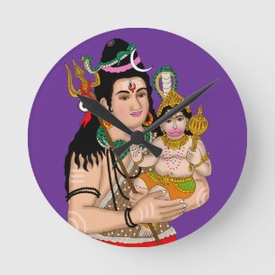 Reloj de pared de Hanuman y Shiva