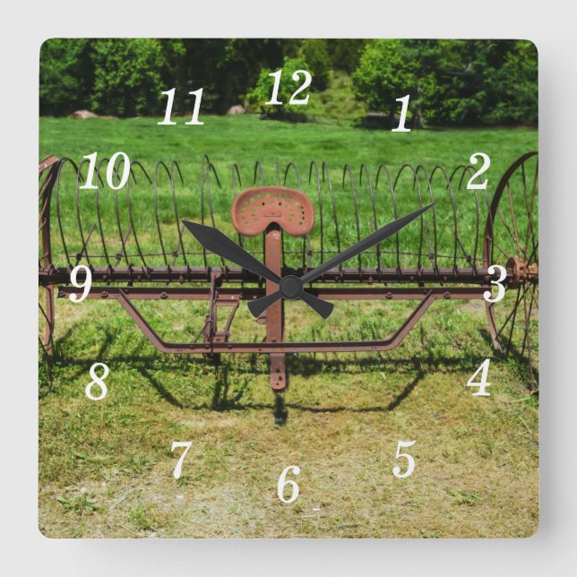 Reloj de pared de Hay Rake dibujado por caballos (Anverso)