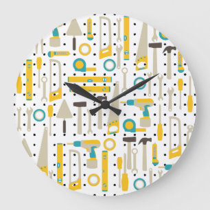 Reloj de pared de herramientas de hardware y const