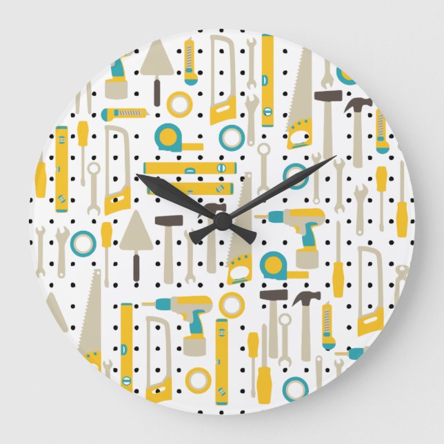 Reloj de pared de herramientas de hardware y const (Anverso)