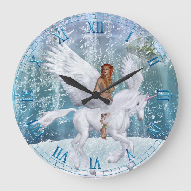 Reloj de pared de hielo Unicornio y Faerie (Anverso)