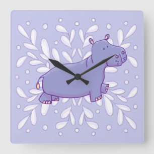 Reloj de pared de hipopótamo lindo