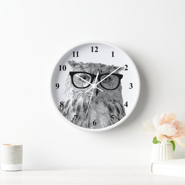 Reloj de pared de Hipster | Oveja geeky con gafas (Hogar)