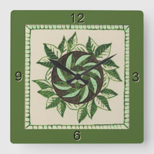 Reloj de pared de hoja verde