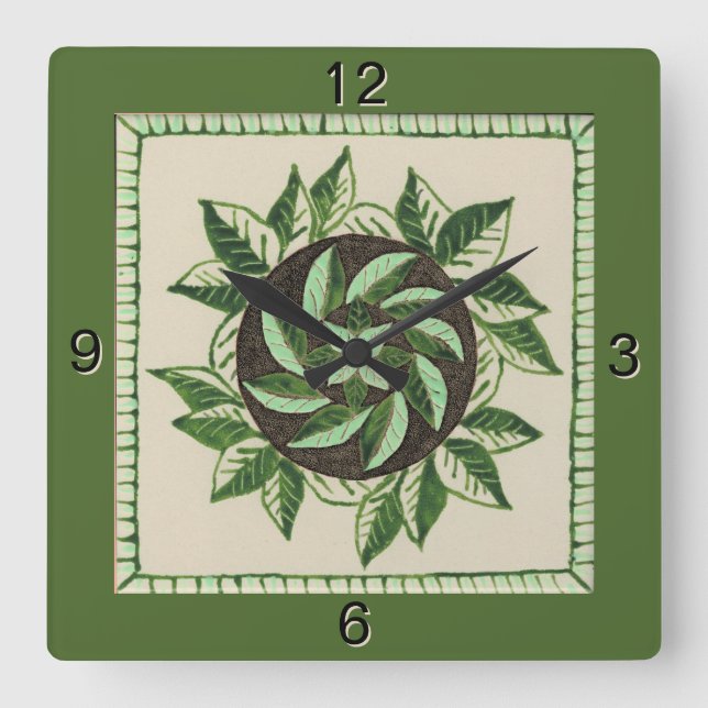 Reloj de pared de hoja verde (Anverso)