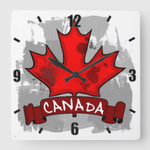 Reloj de pared de hojas de arce de Canadá