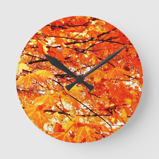 Reloj de pared de hojas de otoño (Anverso)