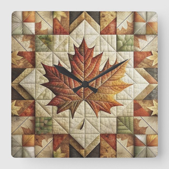 Reloj de pared de hojas de otoño estilo casa de ca (Anverso)