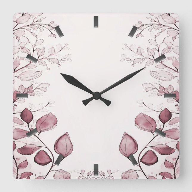 Reloj de pared de hojas rojas modernas (Anverso)