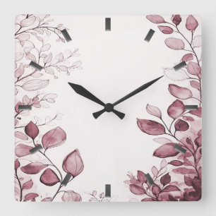 Reloj de pared de hojas rojas modernas