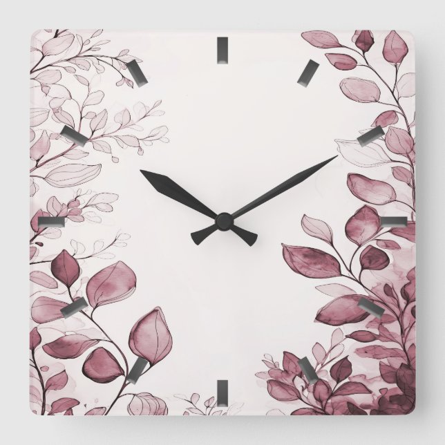 Reloj de pared de hojas rojas modernas (Anverso)