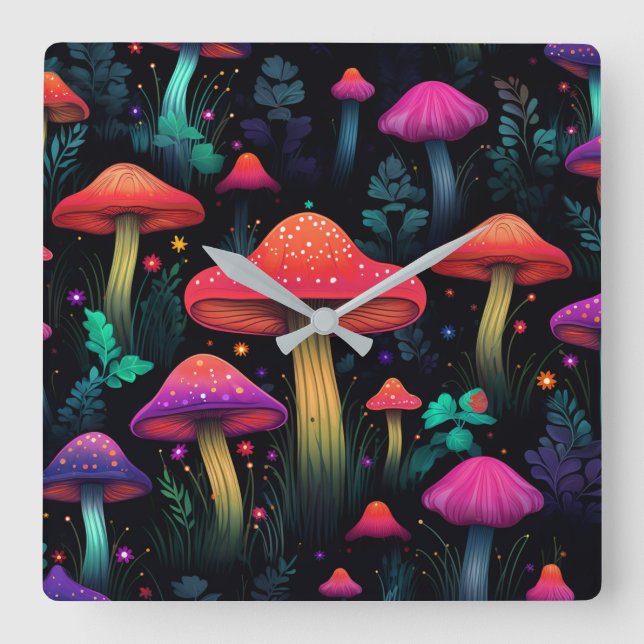 Reloj de pared de hongos medianoche (Anverso)