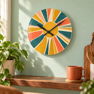 Reloj de pared de hora con ráfaga de sol