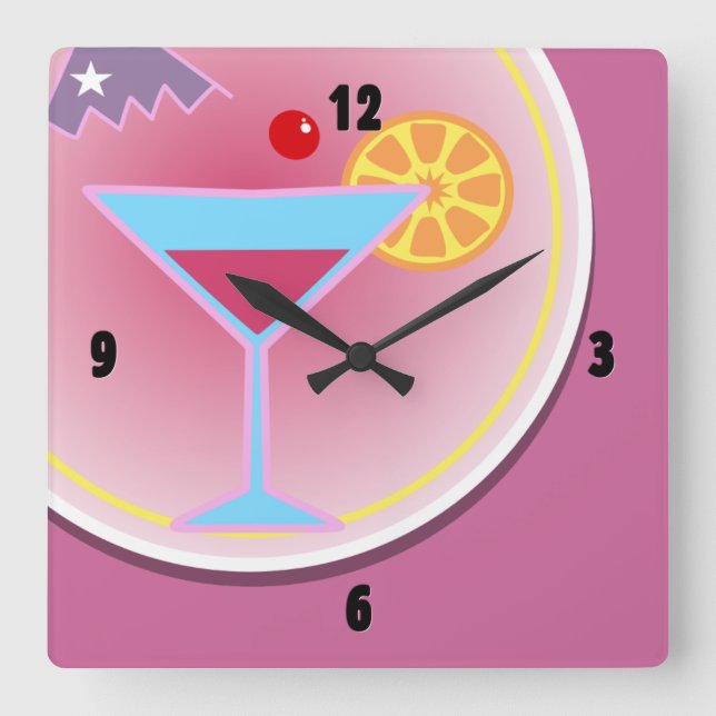 Reloj de pared de hora de cóctel nocturno (Anverso)