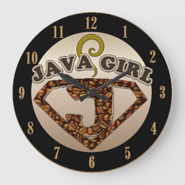 Reloj de pared de humor para café Chica Java (Anverso)